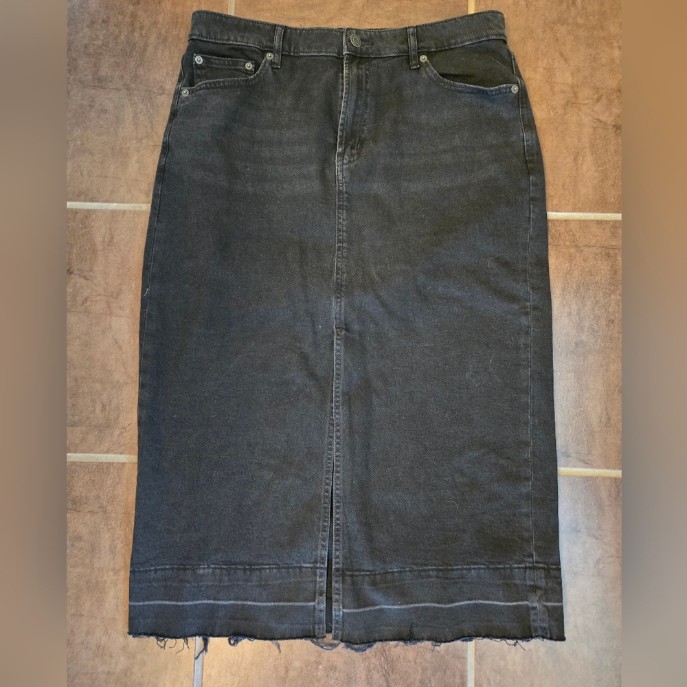 Black Denim Midi Skirt